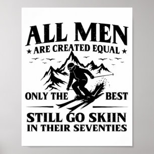 Mens 70th birthday skier men go skiing in poster