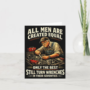 Mens 70th birthday turn wrenches vintage mechanic card