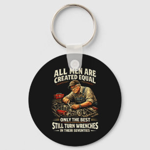 Mens 70th birthday turn wrenches vintage mechanic keychain
