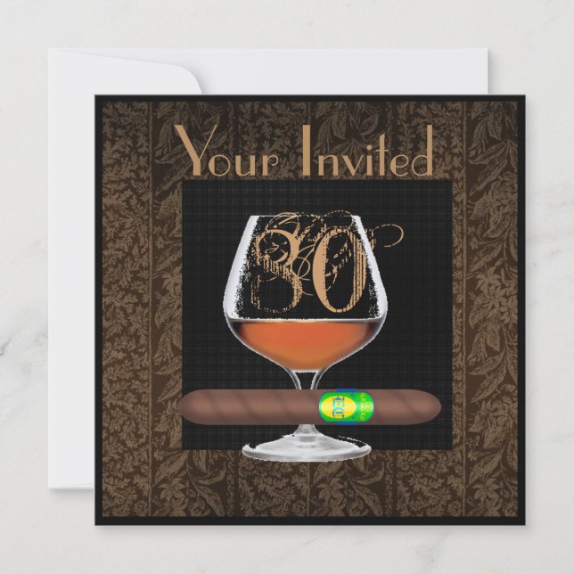 MENS 80e anniversaire INVITATIONS MODÈLE COGNAC (Devant)