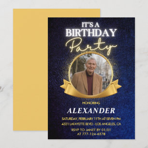 Mens 80th birthday invitations  Elegant Chic