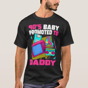 Mens 90s Baby Promoted To Daddy Dad 90s Aesthetic T-Shirt