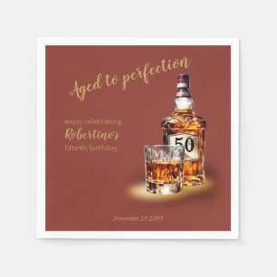 Men's Aged to Perfection Whiskey 50th Birthday Napkin