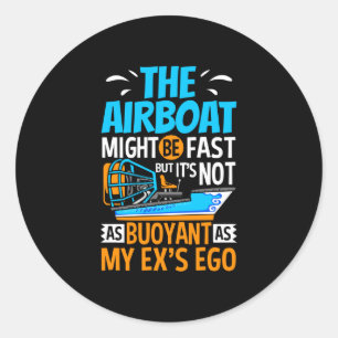 Mens airboat riding boat rider airboating boat classic round sticker
