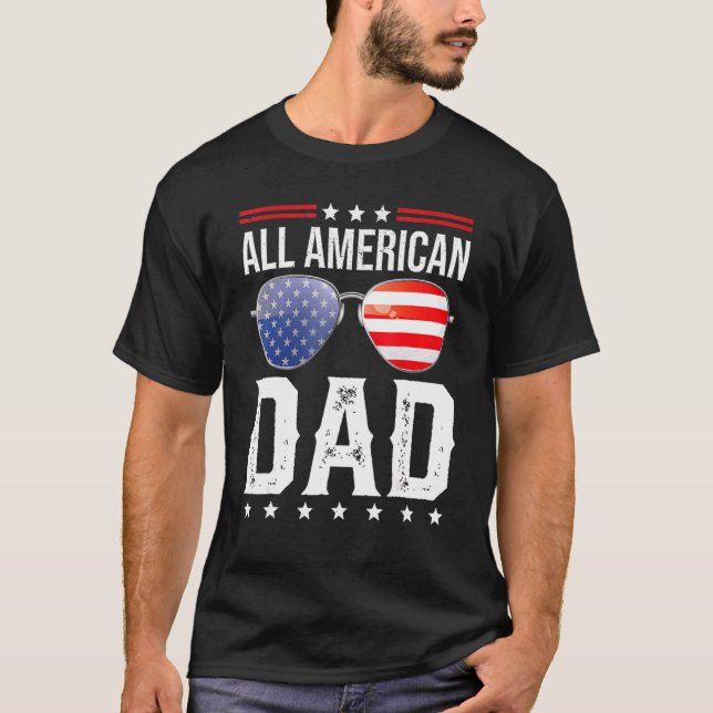 Mens All American Dad Family Fourth 4th Of July Am T-Shirt (Front)