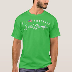 Mens All American Great Grandpa , Cute Flag Birthd T-Shirt