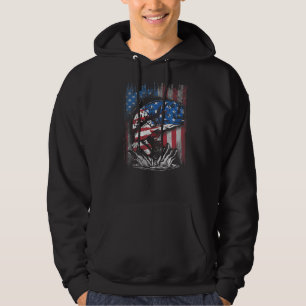 Mens Amercian Flag Fishing Fisherman Vintage Bass Hoodie
