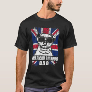 Mens American Bulldog Dad Cool UK Flag Vintage Ret T-Shirt
