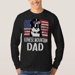 Mens American Flag Bernese Mountain Dad Dog For F T-Shirt