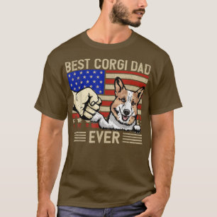 Mens American Flag Best Corgi Dad 4th of July Fath T-Shirt