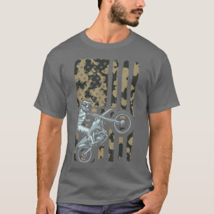 Mens American Flag Dirt Bike Motocross Camouflage T-Shirt
