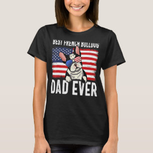 Mens American Flag French Bulldog Dad Dog  Fathers T-Shirt