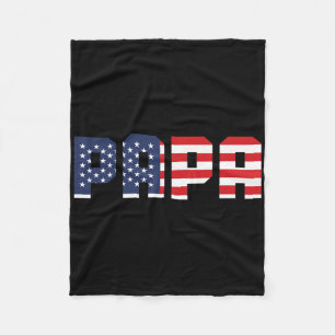 Mens American Flag Papa Men 4th Of July Fleece Blanket
