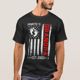 Mens American Flag Promoted To Grandpa Est 2023 Fa T-Shirt