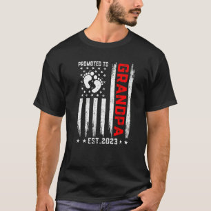 Mens American Flag Promoted To Grandpa Est 2023 Fa T-Shirt