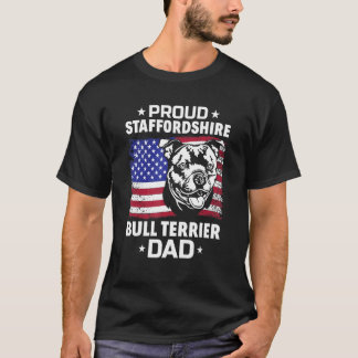 Mens American Flag Staffy Proud Staffordshire Bull T-Shirt