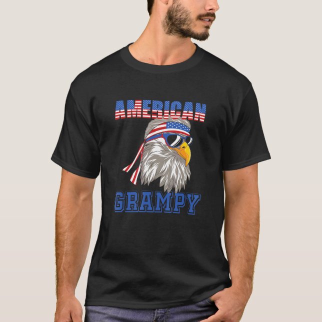 Mens American Grampy Eagle Flag 4th July T-Shirt (Front)