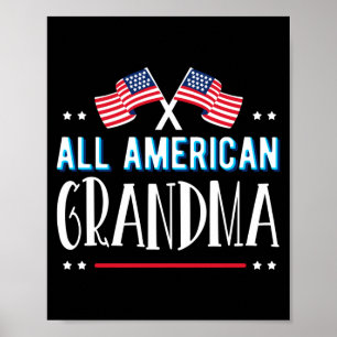 Mens american grandma 4th of july women girls usa poster
