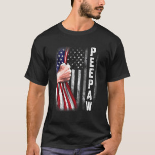 Mens American Peepaw Flag  Fist Bump Peepaw T-Shirt
