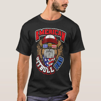 Mens American Pitbull Dad 4th Of July T-Shirt