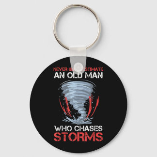 Mens An Old Man Who Chases Storms Storm  Keychain