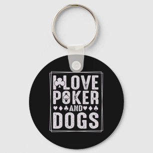 Mens And Dogs Funny Play Card Gambler Performance Keychain