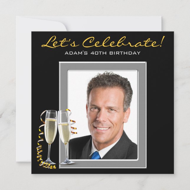 Mens Any Number Photo Birthday Party Invitation (Front)