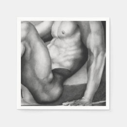 Mens Art Elegant Male-nude Charcoal Drawing Paper  Napkin