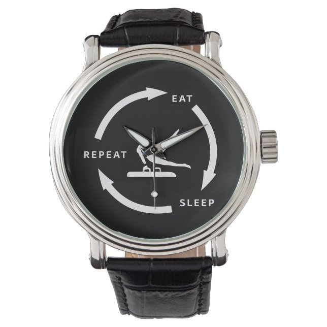 Men's Artistic Gymnastics Eat Sleep Repeat Sports Watch (Front)
