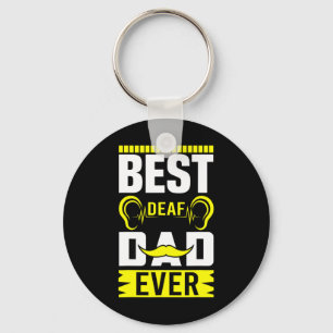 Mens ASL Best Deaf Dad Ever Sign Language Deaf Awa Keychain