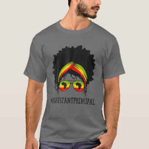 Mens Assistant Principal African Messy Bun Black H T-Shirt