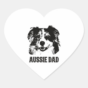 Mens Aussie Dad - Australian Shepherd Dog Dad Heart Sticker