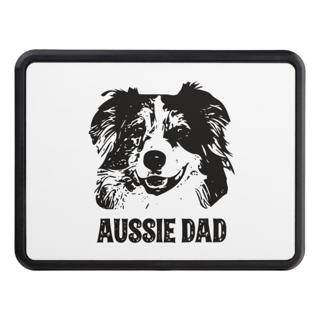 Mens Aussie Dad - Australian Shepherd Dog Dad Trailer Hitch Cover (Front)