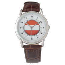 Men's Austria Flag Brown Leather Strap Watch