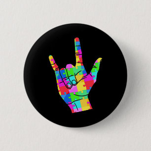 Mens Autism Awareness Sign Language Gifts Asl Love 2 Inch Round Button