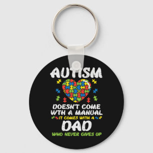 Mens Autism Doesnt Come With Manual Dad Puzzle Awa Keychain