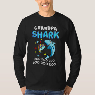 Mens Autism Grandpa Shark Puzzle Awareness Month L T-Shirt