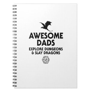 Mens Awesome Dads Explore Dungeons And Slay Dragon Notebook