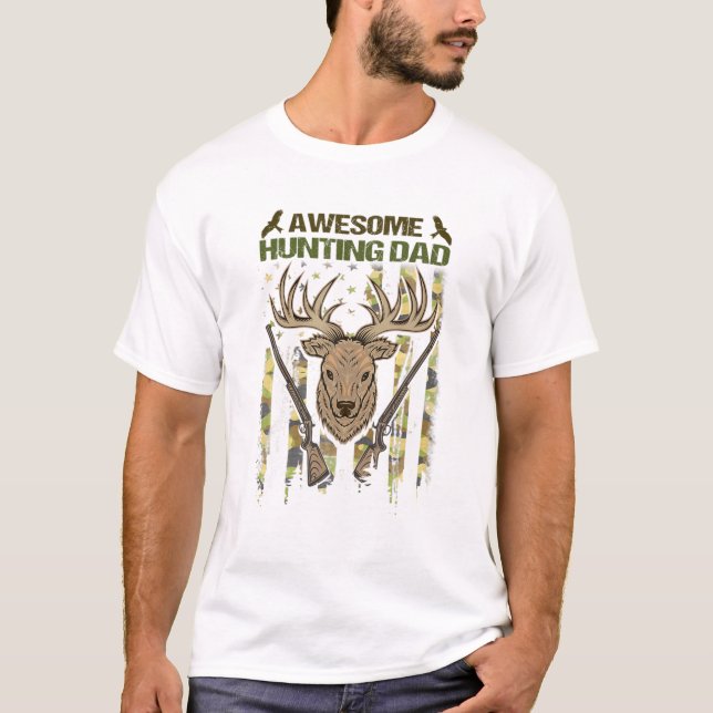 Mens Awesome Hunting Dad Father Deer Hunter Gift T-Shirt (Front)