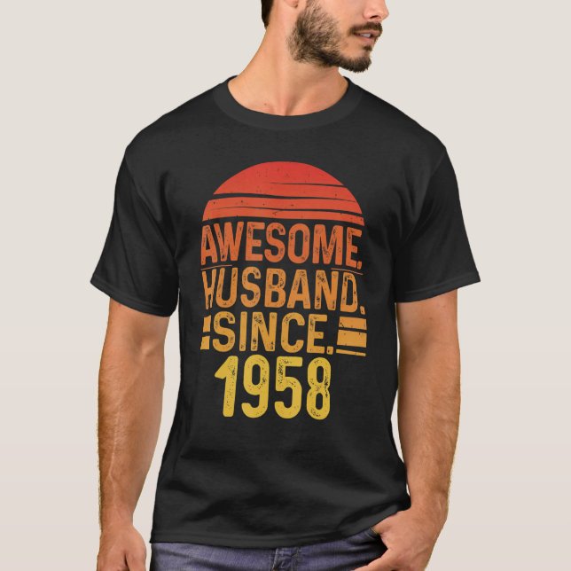 Mens Awesome Husband since 1958 Wedding Anniversar T-Shirt (Front)