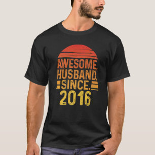 Mens Awesome Husband since 2016 Wedding Anniversar T-Shirt