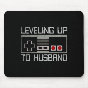 Mens bachelor party levelling up to husband gamer mouse pad