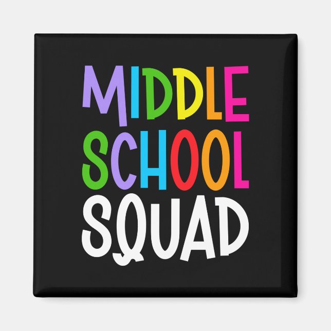Mens back to school middle school squad team magnet (Front)