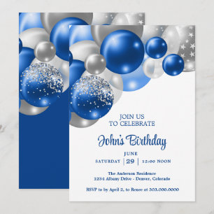 Mens Balloons Birthday Invitation