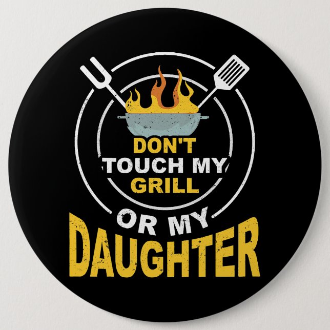 Mens Barbecue Master Barbecue Apron BBQ Grilling 6 Inch Round Button (Front)