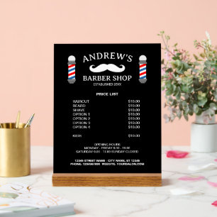 Men's barber shop hair salon price list template acrylic sign
