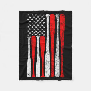 Mens Baseball Usa Flag Baseball Lover Baseball Dad Fleece Blanket