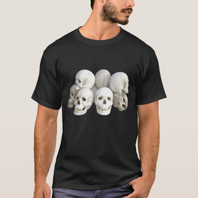 Men's Basic Dark T-Shirt/Realistic Skulls T-Shirt (Front)