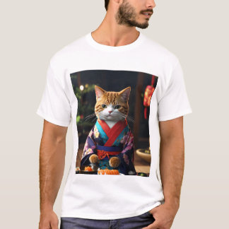 Men's Basic T-Shirt Printed Cat