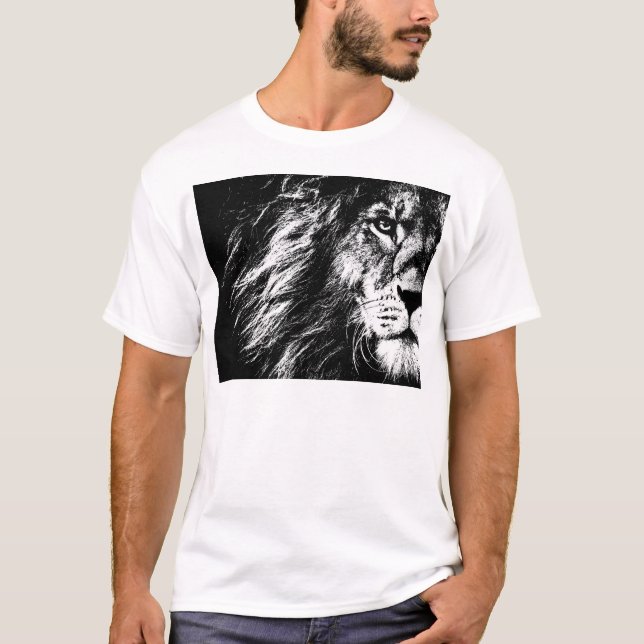 Men's Basic T-Shirts Modern Elegant Lion Face (Front)